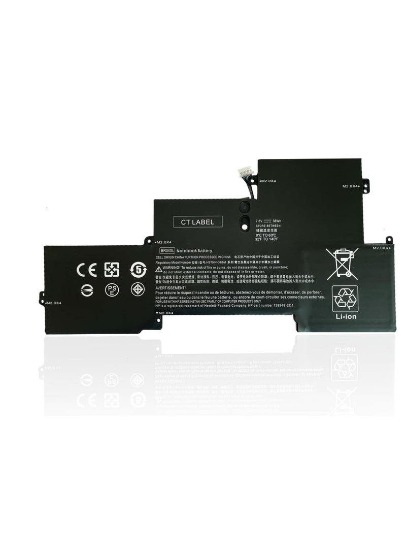 Terabyte BR04XL Laptop Battery Replacement for EliteBook Folio 1020 1030 G1 CTO M0D62PA M4Z18PA G9P64AV L7Z19PA M5U02PA Series 760505-005 765605-005 HSTNN-DB6M HSTNN-I26C 3 Cell Laptop Battery - Image 1