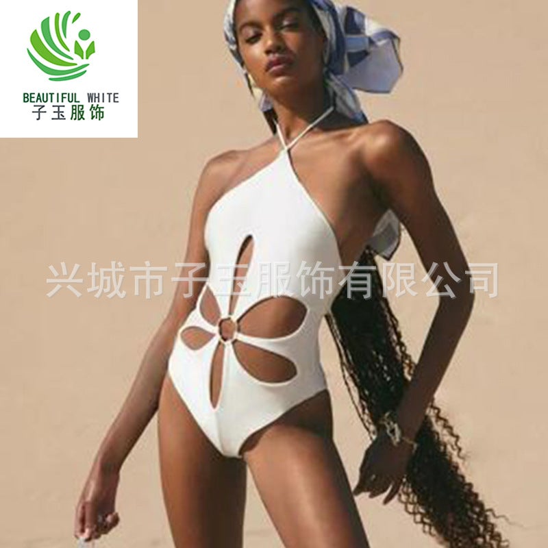 New Fashion Solid Color Strap Backless One-Piece Ladies Bikini Swimsuit - Image 5