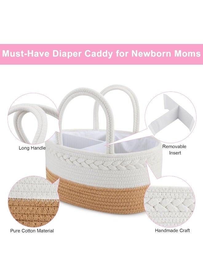 ABenkle ABenkle Baby Diaper Caddy, Nursery Storage Bin and Car Organizer for Diapers Wipes, Cotton Rope Basket Changing Table Caddy  - Image 4