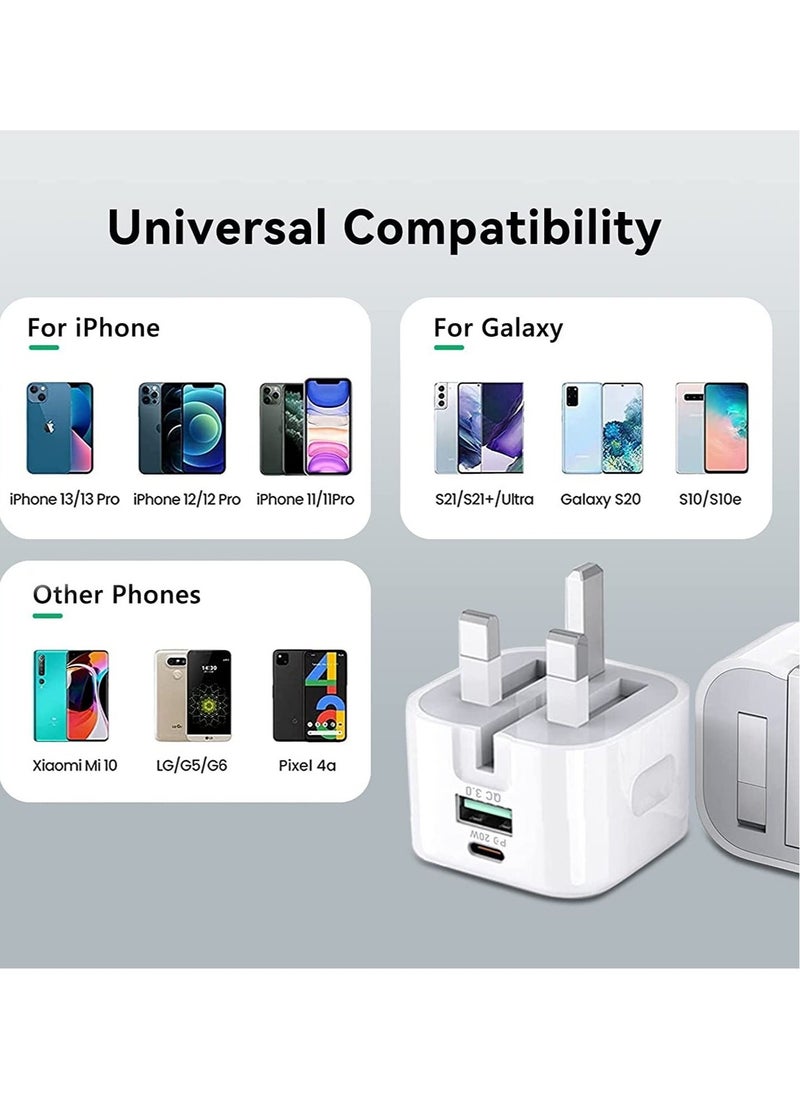 BGM - 20W USB C Charger Block, 2-Ports [USB-C + USB] Charging Station, QC PD3.0 GaN Fast Charging Block, Type C Power Adapter for iPad Pro/iPhone/Samsung Note/Galaxy (Not with Cable) - Image 1