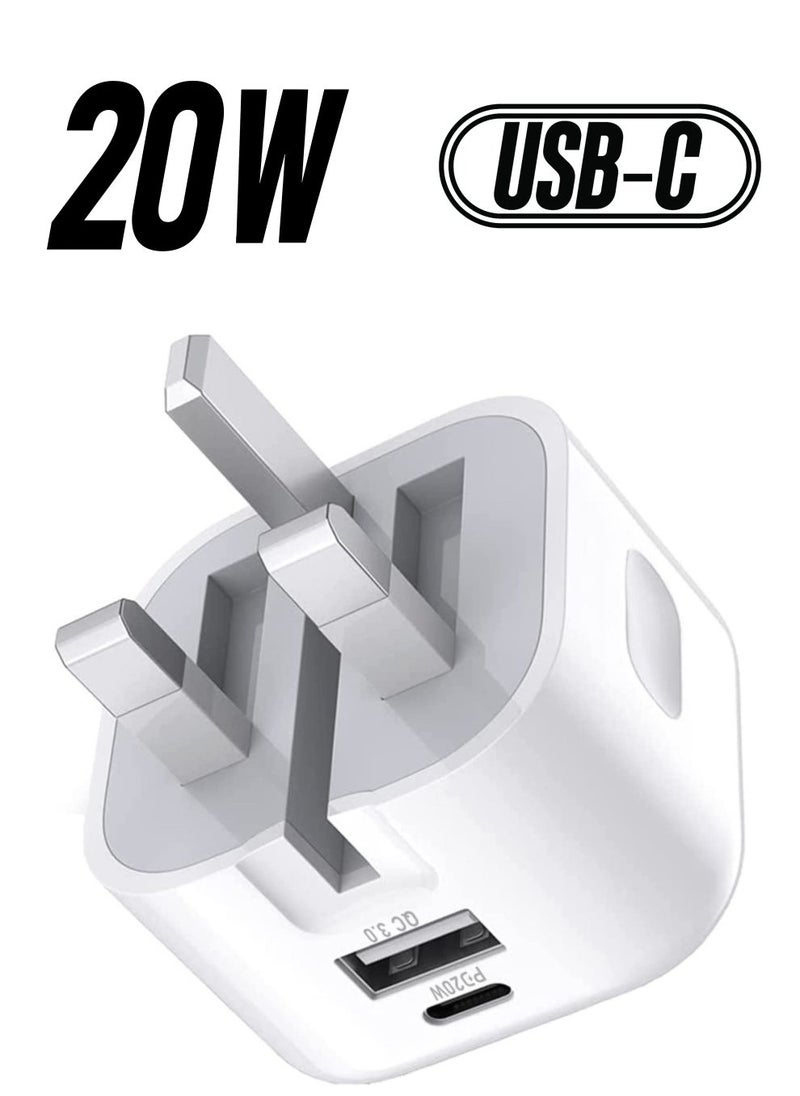 BGM - 20W USB C Charger Block, 2-Ports [USB-C + USB] Charging Station, QC PD3.0 GaN Fast Charging Block, Type C Power Adapter for iPad Pro/iPhone/Samsung Note/Galaxy (Not with Cable) - Image 1