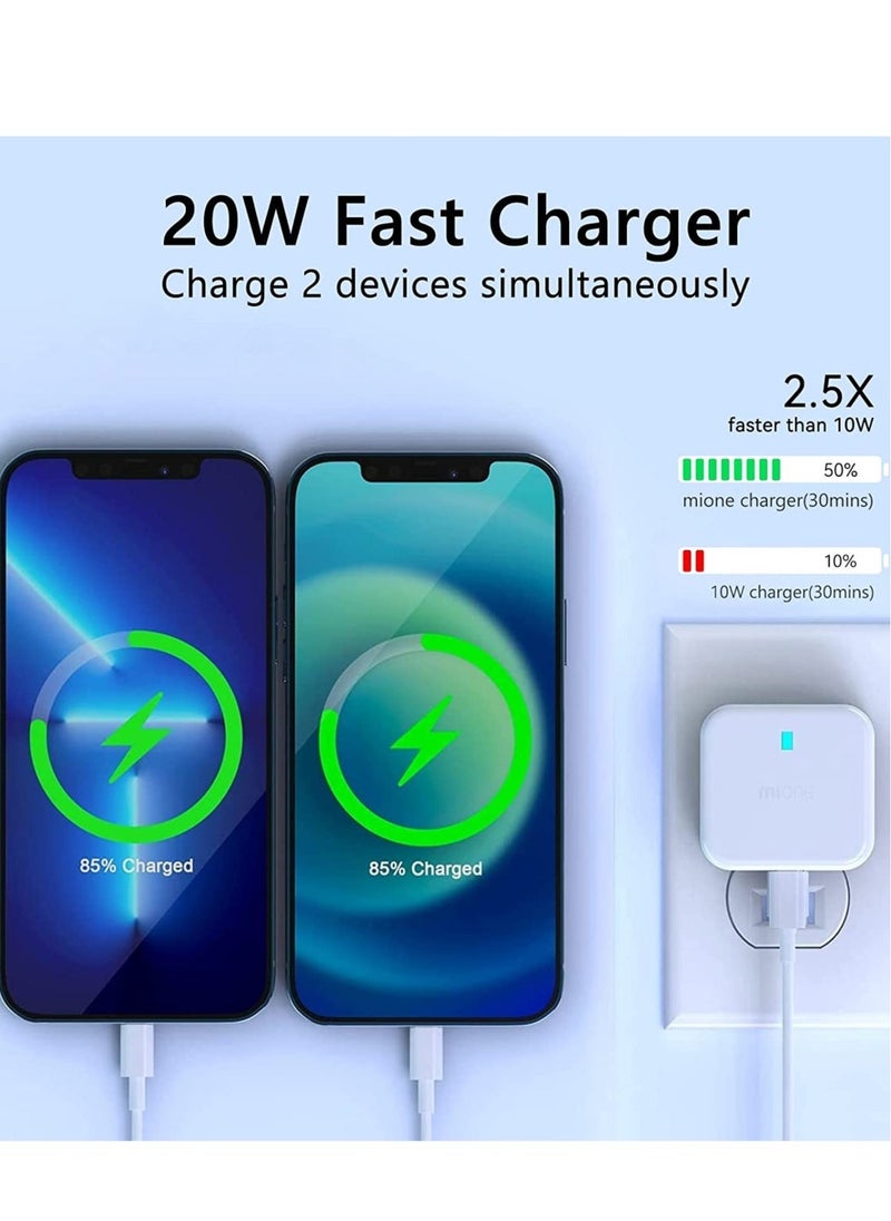 BGM - 20W USB C Charger Block, 2-Ports [USB-C + USB] Charging Station, QC PD3.0 GaN Fast Charging Block, Type C Power Adapter for iPad Pro/iPhone/Samsung Note/Galaxy (Not with Cable) - Image 1