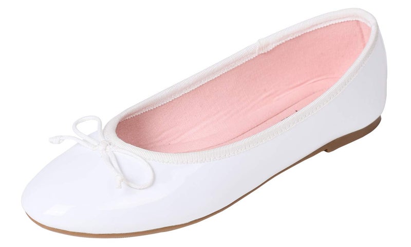 FEVERSOLE Women's Macaroon Colorful Memory Foam Cushion Insock Patent Ballet Flat White Size 7.5 M US - Image 1