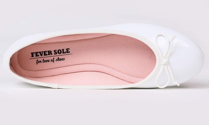 FEVERSOLE Women's Macaroon Colorful Memory Foam Cushion Insock Patent Ballet Flat White Size 7.5 M US - Image 4