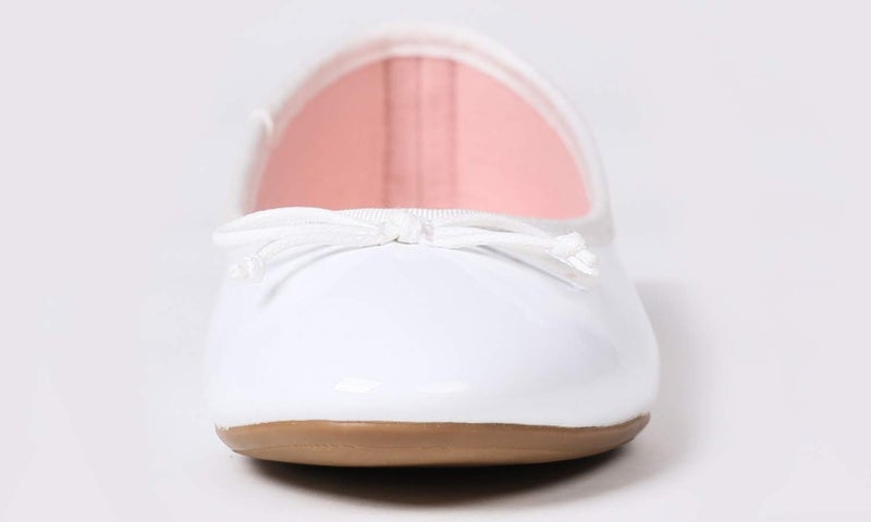 FEVERSOLE Women's Macaroon Colorful Memory Foam Cushion Insock Patent Ballet Flat White Size 7.5 M US - Image 2