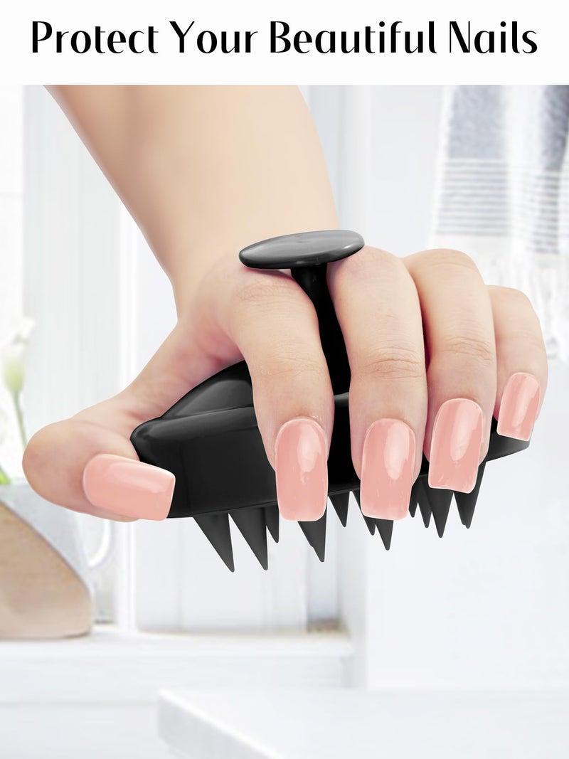 HEETA Scalp Massager Hair Growth, Soft Silicone Scalp Scrubber Shampoo Brush for Exfoliation, Dandruff Removal Head Massage Stress Relax, Wet & Dry Use for Thick Thin Curly Hair Care, Whole Black - Image 4