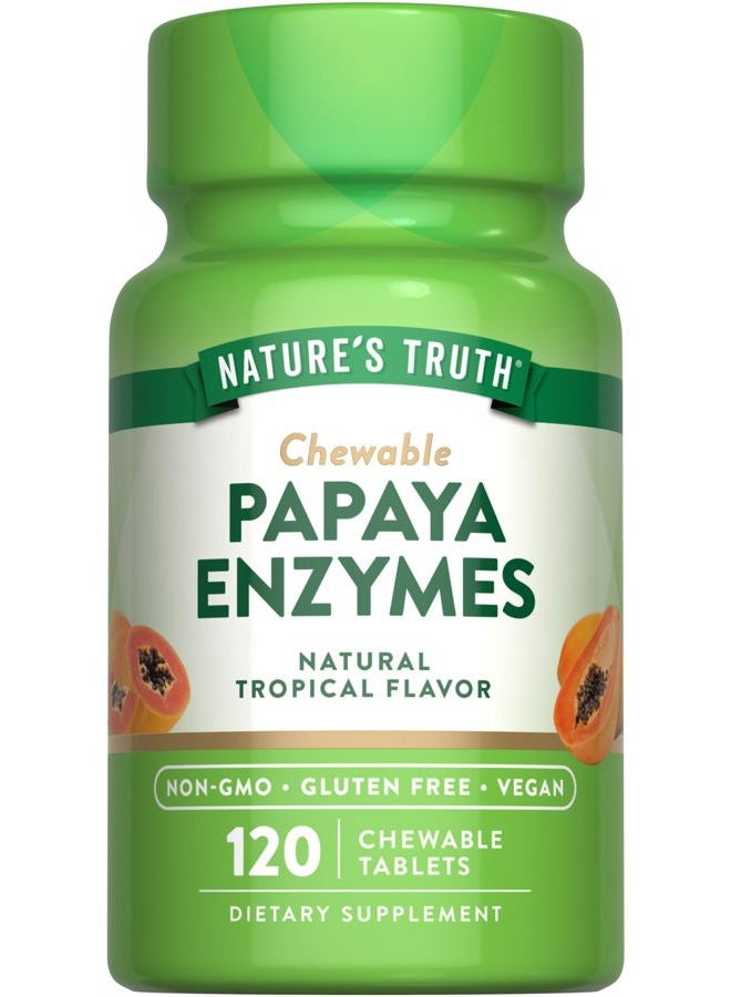 Nature's Truth Papaya Enzyme Chewable Tablets | 120 Count | Vegan, Non-GMO & Gluten Free Supplement for Digestion | Natural Tropical Flavor - Image 1
