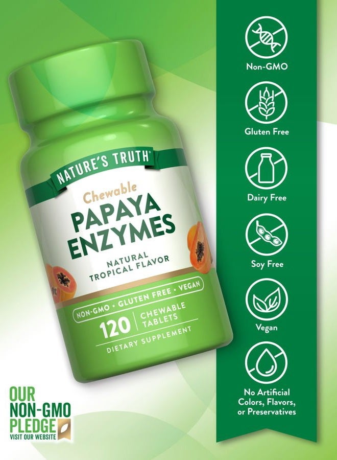 Nature's Truth Papaya Enzyme Chewable Tablets | 120 Count | Vegan, Non-GMO & Gluten Free Supplement for Digestion | Natural Tropical Flavor - Image 4