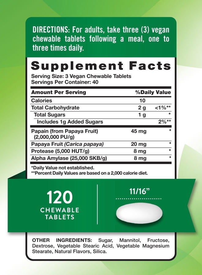 Nature's Truth Papaya Enzyme Chewable Tablets | 120 Count | Vegan, Non-GMO & Gluten Free Supplement for Digestion | Natural Tropical Flavor - Image 2
