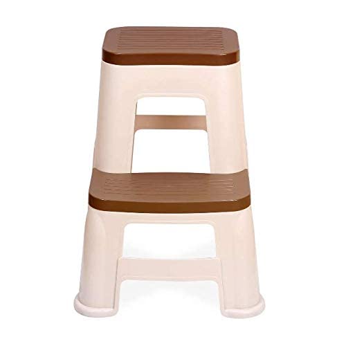 STYLESEAT Strong and Durable Plastic Step Stool for Home, Bedroom, Bathroom, Kitchen, Living Room Office Adult Kids Children's and Garden Stool with high Load Capacity (Brown) - Image 1