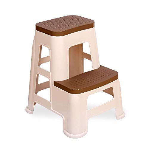 STYLESEAT Strong and Durable Plastic Step Stool for Home, Bedroom, Bathroom, Kitchen, Living Room Office Adult Kids Children's and Garden Stool with high Load Capacity (Brown) - Image 2