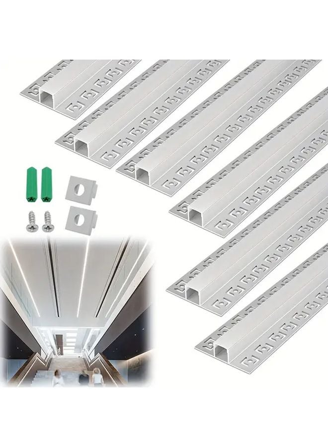 Silvery Aluminum LED Light Strip Diffuser Channel With White Cover 1m 6pcs - Image 2