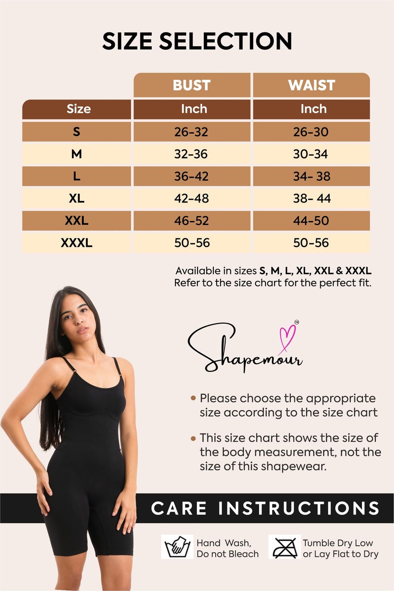 SHAPEMOUR Mid Thigh Bodysuit Bodyshaper, Sculpting Design Shapewear for Women, Body Shaper with Silicone Grip, No Steel Bones for All Day Comfort, Smooth and Seamless Fit (Black, XXL) - Image 3