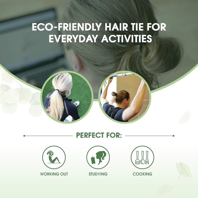 Terra Ties BIODEGRADABLE Elastic Hair Ties for Women & Men - Organic No Crease Brown Hair Tie Ponytail Holders and Hairties for Buns - Plastic Free Hairbands for Women and Mens Hair - 5mm (27 count) - Image 4