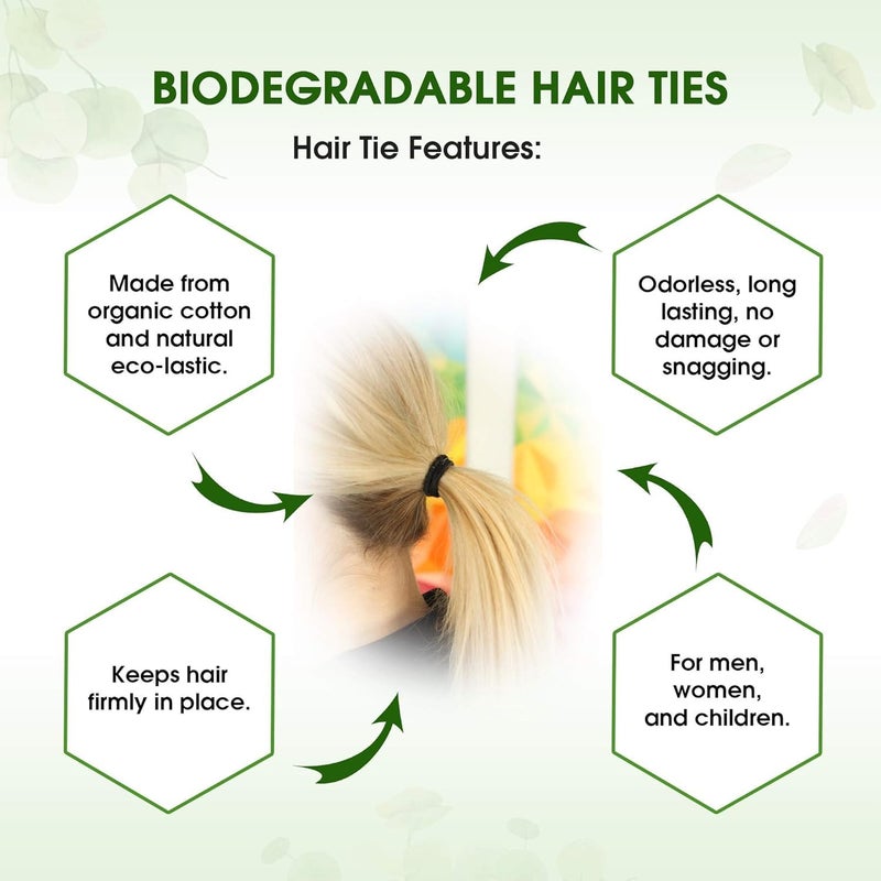 Terra Ties BIODEGRADABLE Elastic Hair Ties for Women & Men - Organic No Crease Brown Hair Tie Ponytail Holders and Hairties for Buns - Plastic Free Hairbands for Women and Mens Hair - 5mm (27 count) - Image 5