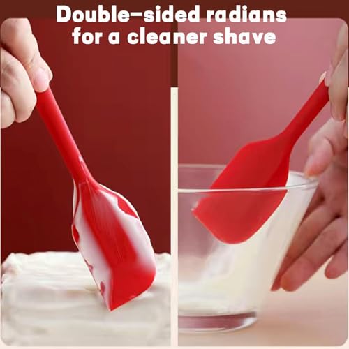 KAKAMINA 8 Pieces Silicone Spatulas, 8.3 inch Small Spatulas Non-stick Heat-Resistant Non-stick with Stainless Steel Core For Cake Cream Cooking Gadget (Red) - Image 5