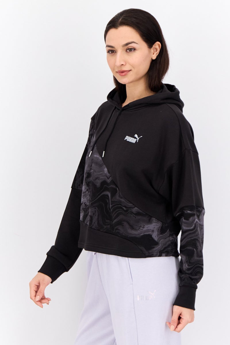 PUMA Women Relaxed Fit Long Sleeve Outdoor Hoodies, Black/Grey - Image 2