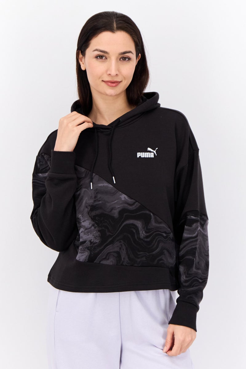 PUMA Women Relaxed Fit Long Sleeve Outdoor Hoodies, Black/Grey - Image 1