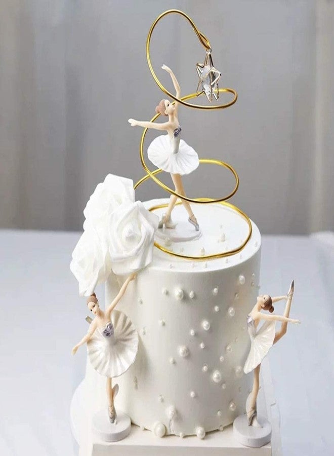 HYSTYLE 6 Pcs Dancing Ballerina Girl Figurine Cake Topper Decoration, Ballerina Girl Plant Pot Craft Dollhouse Decoration - Image 4