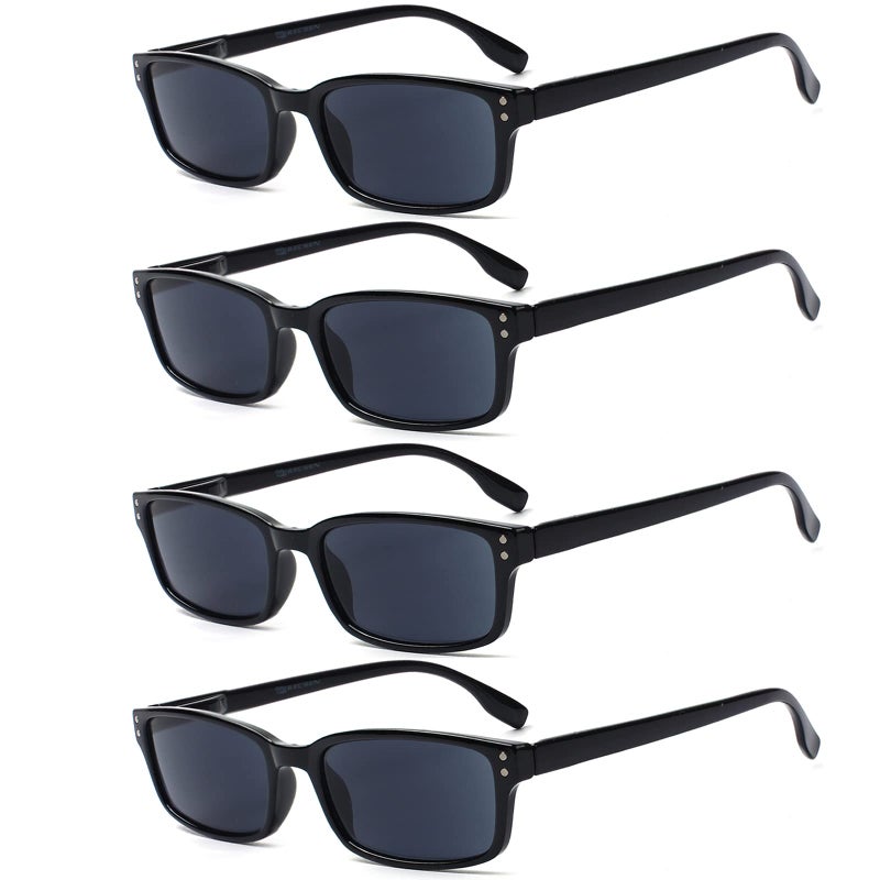 Kerecsen 4 Pack Reading Glasses for Women Men Sun Readers Sunglasses Spring Hinges Lightweight Eyeglasses 4 Pack 4BlackGray Lens 125 diopters
