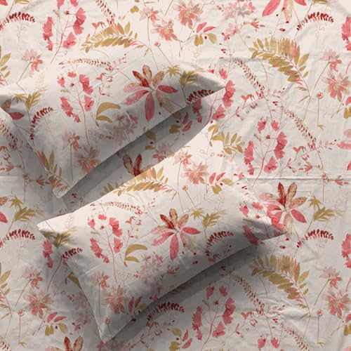 Urban Space Serene 200 TC 100% Cotton Elastic Fitted Bedsheet King Size, Fitted bedsheets King Size 78 x 72 with 2 Pillow Covers (Size 72 x 78 inches, Bloom ray Grey) - Image 1