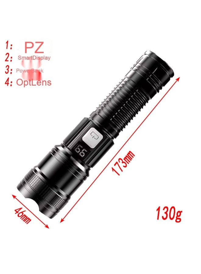 نيبمينينت مصباح يدوي قوي متعدد الوظائف - محمول مع عرض رقمي ذكي وتكبير بعيد المدى