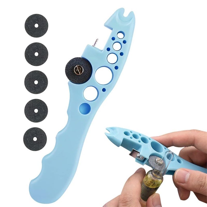 FEBLICH Ampule Cutter with 5 Extra Blade Vial Opener Ampoule Cutting Tool Pill Cutter for Small Pills Ampoule Cutter for Doctors Glass Bottle Cutter Suitable for Home Daily Or Medical Use - Image 1
