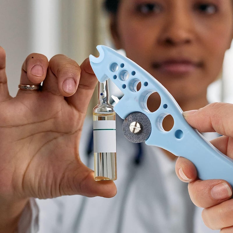 FEBLICH Ampule Cutter with 5 Extra Blade Vial Opener Ampoule Cutting Tool Pill Cutter for Small Pills Ampoule Cutter for Doctors Glass Bottle Cutter Suitable for Home Daily Or Medical Use - Image 2