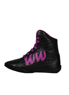 wow woman Wow Women Ultimate Athletic Shoes - Genuine Leather, Shoes for Bodybuilding and Weightlifting, Black and Purple, 38 EU 