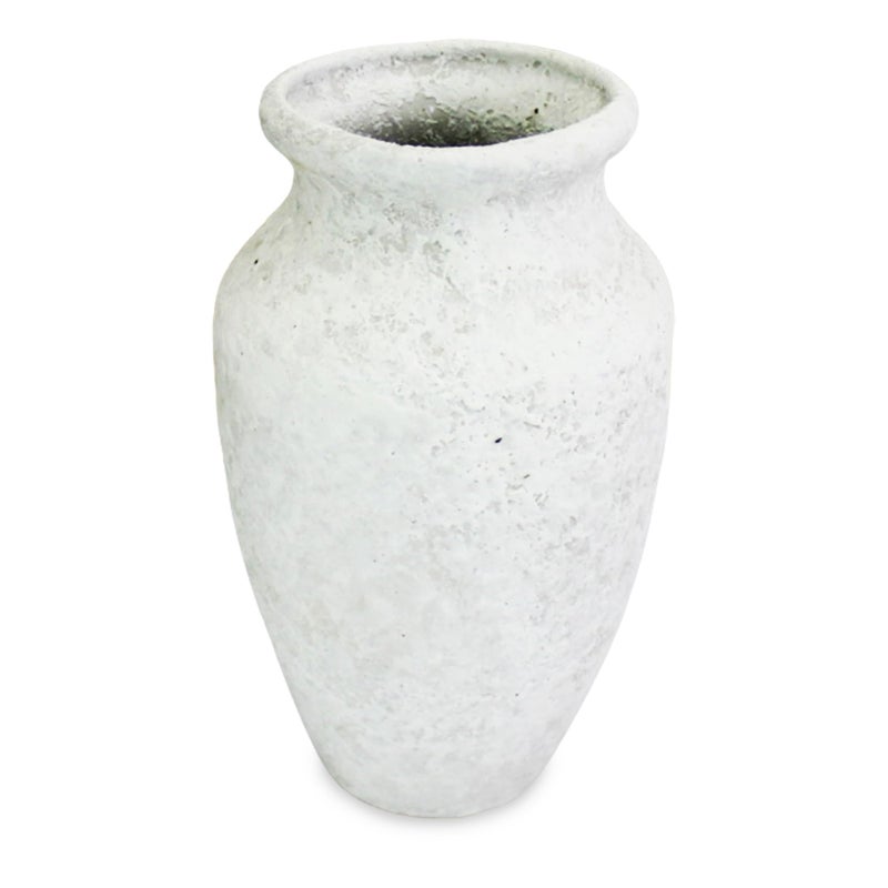 roro Handmade 7.5 Inch Rustic Farmhouse White Textured Ceramic Prunus Vase â€“ Classic Decorative Flower Vase for Home, Office, or Shelf Centerpiece - Image 3