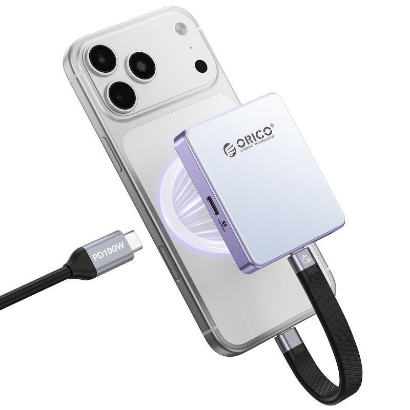 Orico أوريكو 10Gbps مغناطيسي M.2 NVMe SSD إنكليوزر مع منفذ شحن PD100W تسجيل 4K ProRes أقصى 2TB لهاتف iPhone 17/16/15 Pro/Pro Max/Plus يدعم حجم SSD 2230/2242 B+M M-Key بدون قرص AP42P (أزرق) - Image 1