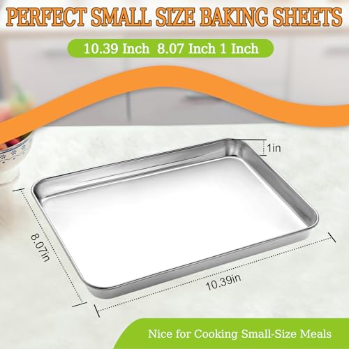 CEKEE Baking Sheet Set of 2 - CEKEE Stainless Steel Cookie Sheet Baking Pan, Size 10 x 8 x 1 inch, Non Toxic & Heavy Duty & Mirror Finish & Rust Free & Easy Clean - Image 2