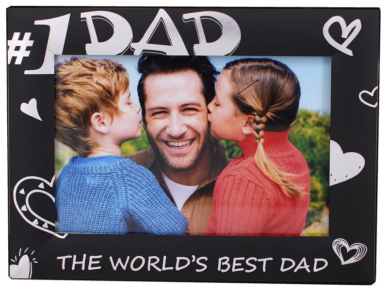 LEADEX هدية Leadex للآباء أبي يوم صورة صورة أسود معدن محفور 4 × 6 بوصات (رقم 1 أبي أفقي) - Image 1