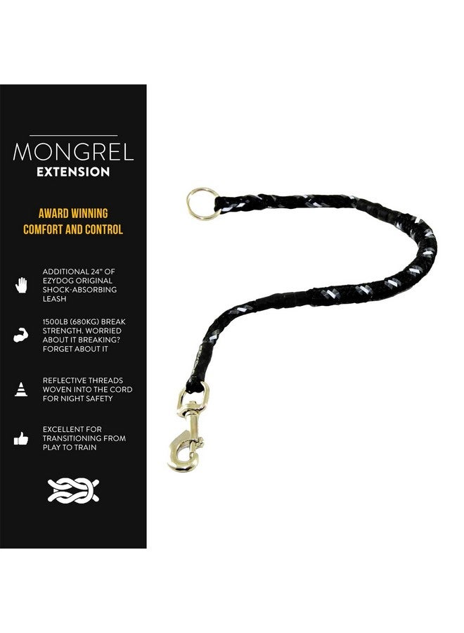 EzyDog Mongrel Bungee Dog Leash Rope Extension - 24 Inch Shock-Aborbing Leash - Works with The Mongrel Leash (Sold Separately) - Use Two for a Tangle-Free Double Dog Leash (Black)