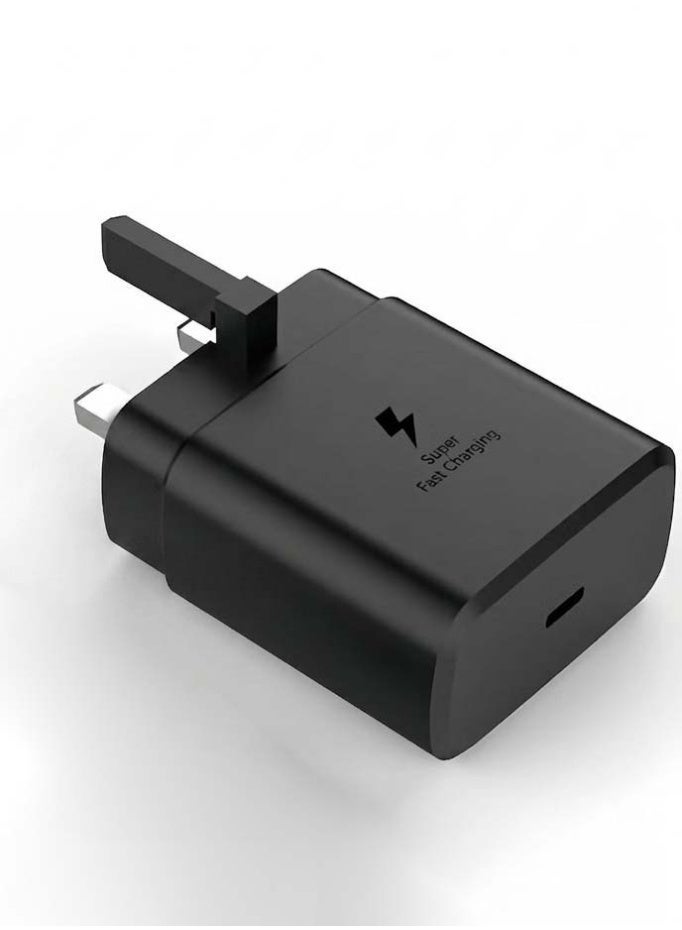 شاحن جداري فائق السرعة 25 واط USB-C Type-C مع تقنية PD للشحن السريع، متوافق مع سامسونج جالكسي S25 Ultra S25+ S25 S24 Ultra S24 S23 S22 A56 A55 A54 A35 A34، مناسب للهواتف الذكية والأجهزة اللوحية، رأس شاحن حائط سريع، لون أسود - Image 5