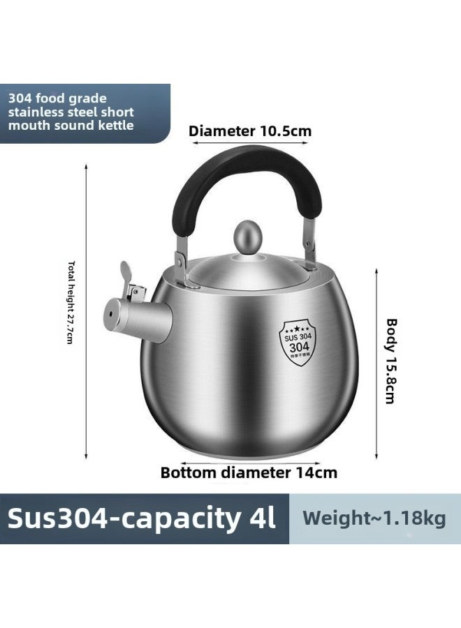 316 Kettle Stainless Steel Thickened Spherical 304 Kettle Sound Whistle Gas Induction Cooker Gas Household-Color:♪Can Make A Sound 4l [short Mouth]♪-Capacity:♪[extra Thick] 316 Upgraded Model♪ - Image 1