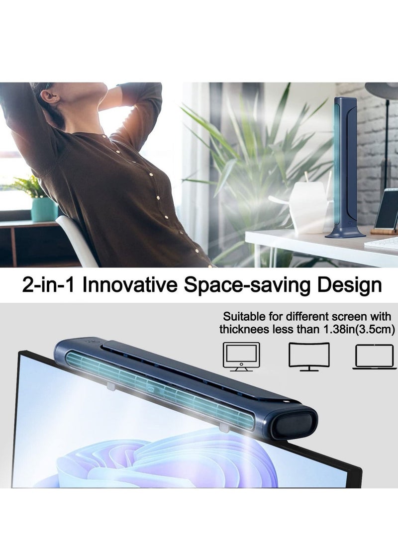Loquat Table Desktop Cooling Fan, Monitor Clip On Fan, Monitor Fan, Bladeless Office Desk Tower Standing Fan, Strong Wind Quiet Small Desk Fan USB Powered Mini USB Fan for Office Laptops, Desktop PC - Image 4
