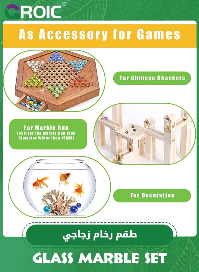 GROIC 30 Pcs Marbles for Kids Enthusiasts Small Handmade Glass Marbles Decoration Bulk Set for Marble Game Toy Cool Colored Unique Marbles,Marble Run Track Game  - Image 2