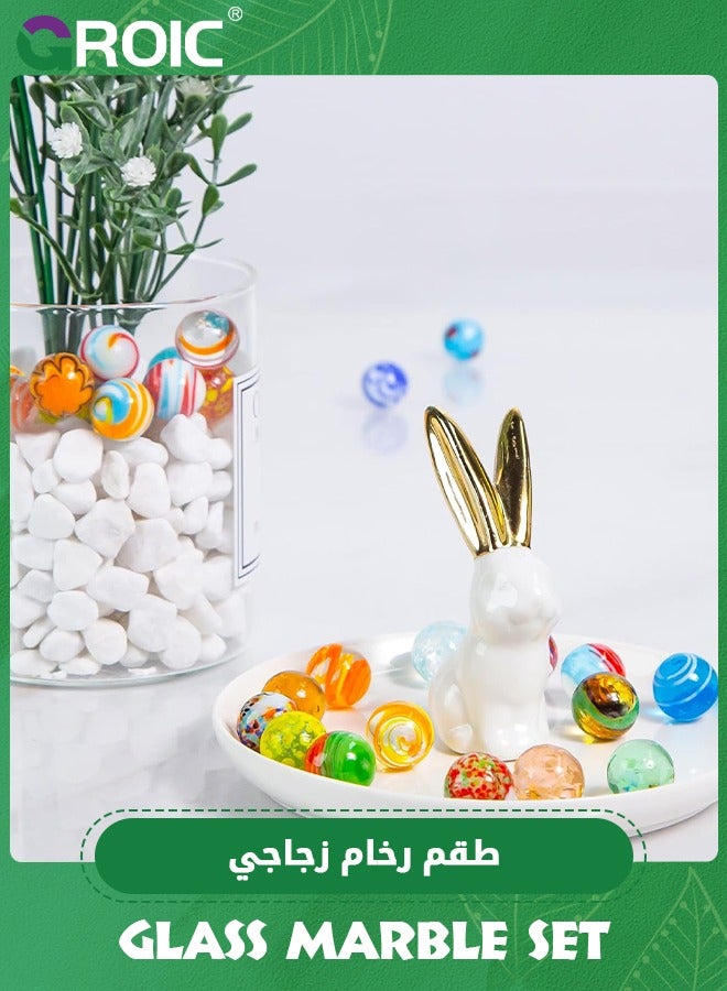 GROIC 30 Pcs Marbles for Kids Enthusiasts Small Handmade Glass Marbles Decoration Bulk Set for Marble Game Toy Cool Colored Unique Marbles,Marble Run Track Game  - Image 5