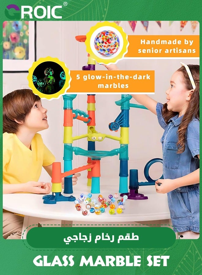 GROIC 30 Pcs Marbles for Kids Enthusiasts Small Handmade Glass Marbles Decoration Bulk Set for Marble Game Toy Cool Colored Unique Marbles,Marble Run Track Game  - Image 4