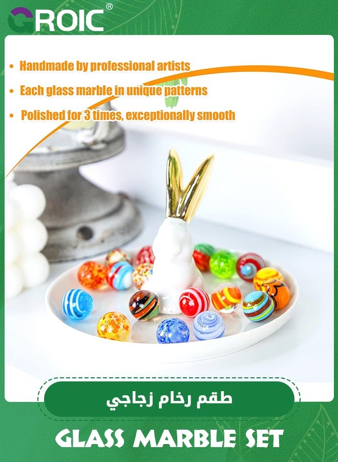 GROIC 30 Pcs Marbles for Kids Enthusiasts Small Handmade Glass Marbles Decoration Bulk Set for Marble Game Toy Cool Colored Unique Marbles,Marble Run Track Game  - Image 3