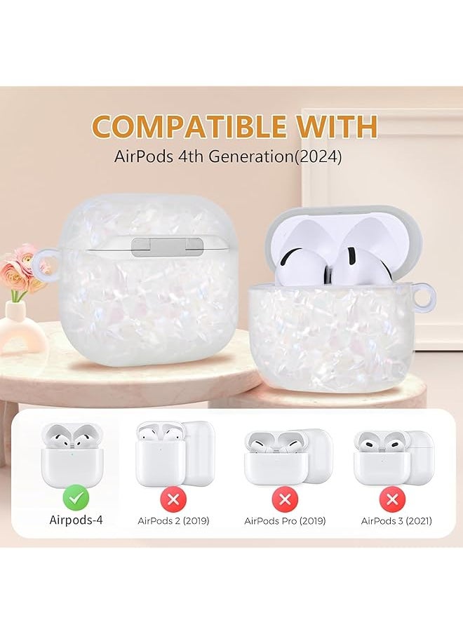 erorex - Cute Case For Airpod 4 With Pearl Wrist Chain Bling Marble Design Hard Tpu Cover Active Noise Cancellation For Airpods 4Th Generation 2024 Released - Image 1