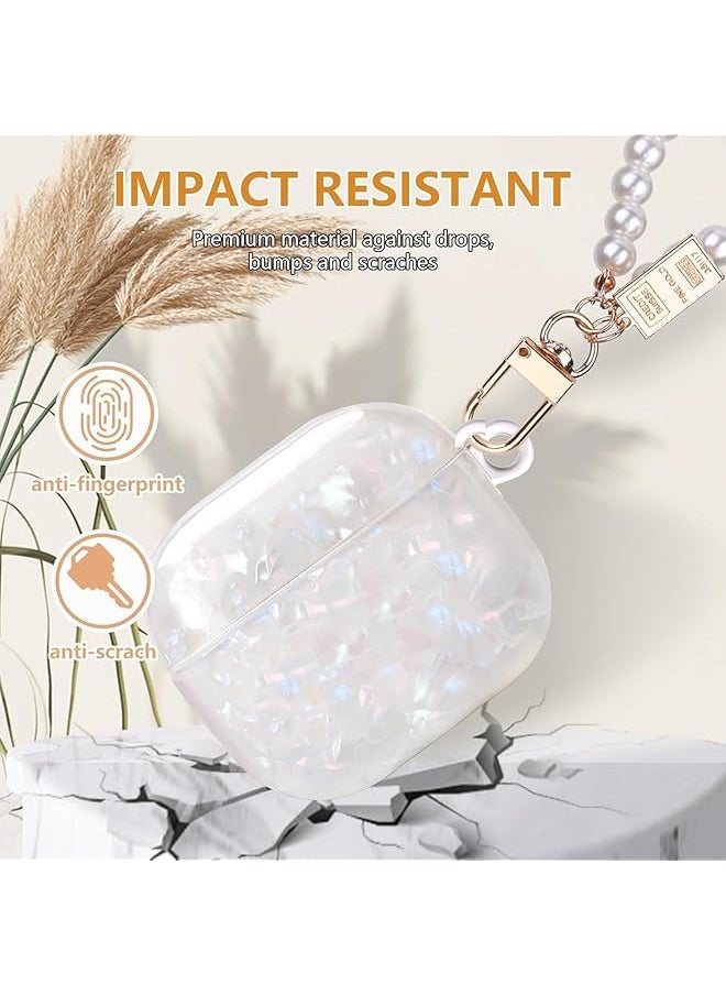 erorex - Cute Case For Airpod 4 With Pearl Wrist Chain Bling Marble Design Hard Tpu Cover Active Noise Cancellation For Airpods 4Th Generation 2024 Released - Image 1