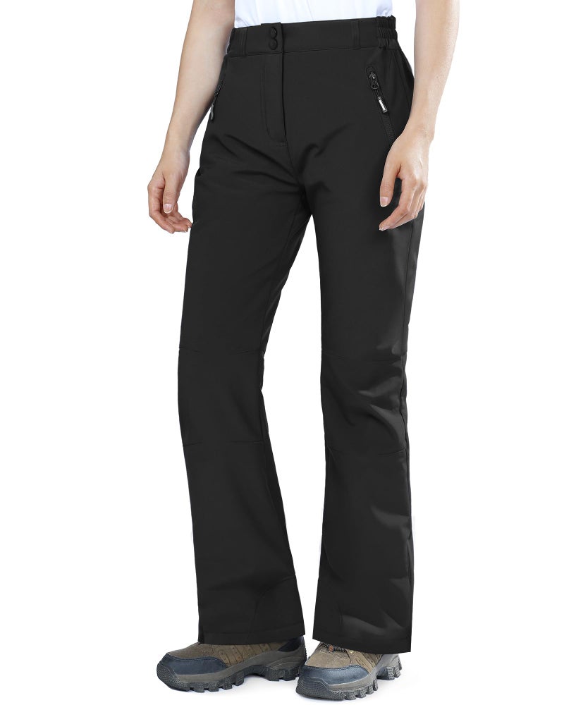 Outdoor Ventures Fleece Lined Waterproof Pants Women Ski Snow Insulated Softshell Snowboard Hiking with Boot Cut - Image 1