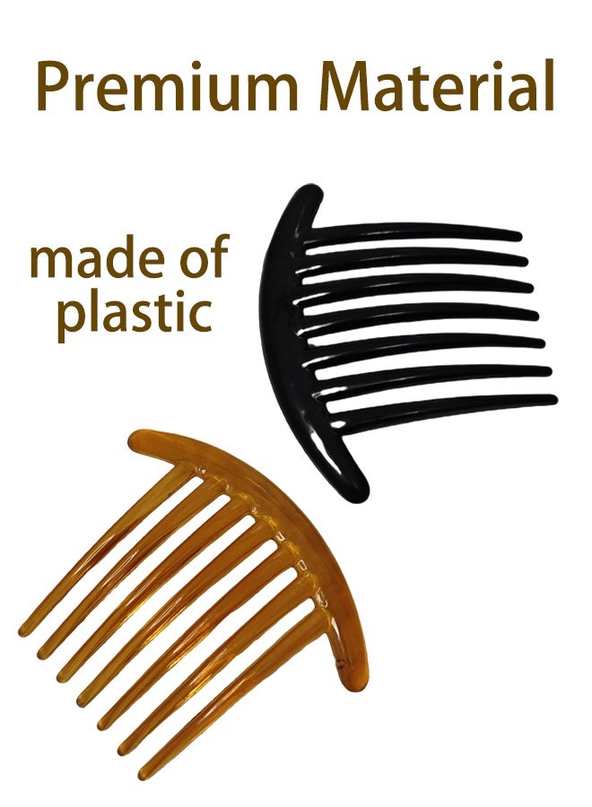 مكمهينغ بوب 12 قطعة من أمشاط الشعر الجانبية، مجموعة أمشاط فرنسية من البلاستيك الملتوي للفتيات والنساء، أمشاط مشابك الشعر إكسسوارات لحفلات الزفاف والمواعدة، 4 قطع باللون الأسود و4 قطع باللون البني و4 قطع باللون الشفاف - Image 5