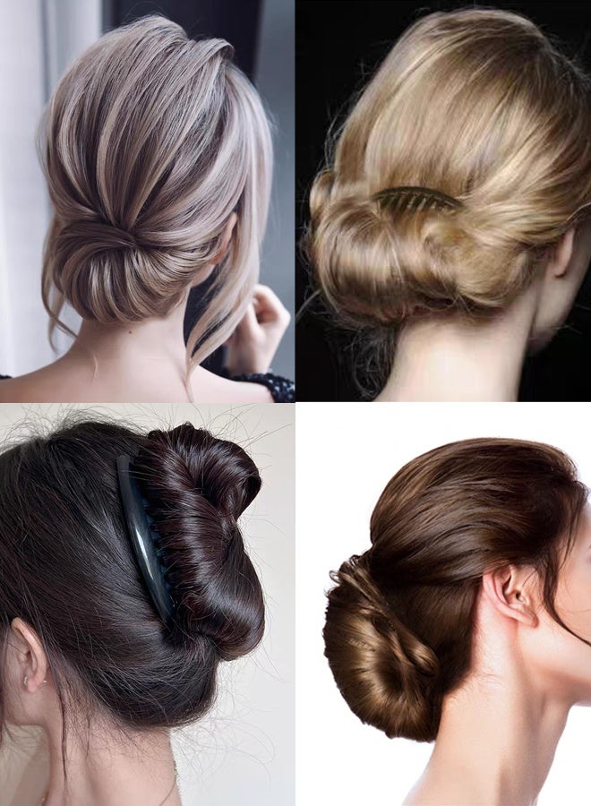 مكمهينغ بوب 12 قطعة من أمشاط الشعر الجانبية، مجموعة أمشاط فرنسية من البلاستيك الملتوي للفتيات والنساء، أمشاط مشابك الشعر إكسسوارات لحفلات الزفاف والمواعدة، 4 قطع باللون الأسود و4 قطع باللون البني و4 قطع باللون الشفاف - Image 2