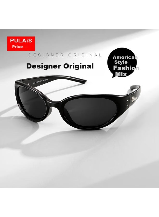 Pulais Cat Eye Sungl For Men And Women, Polarized Curved Frame To Make Face Look Smaller, Uv Protection Modern Sungl 24039 - Image 1