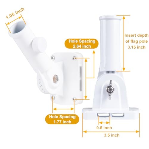 NQ Flag Pole Holder Adjustable, Flag Pole Bracket for Outside House Heavy Duty Aluminum, Multi-Position Flag Pole Mounting Bracket Rust Free with Hardwares, 1" Inner Diameter (White- 1 Pack) - Image 5