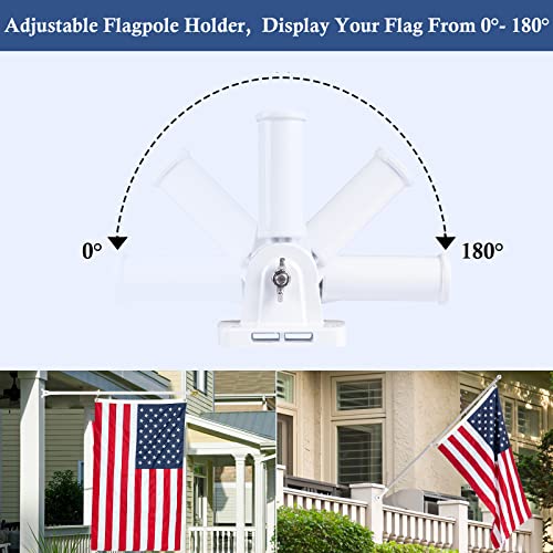 NQ Flag Pole Holder Adjustable, Flag Pole Bracket for Outside House Heavy Duty Aluminum, Multi-Position Flag Pole Mounting Bracket Rust Free with Hardwares, 1" Inner Diameter (White- 1 Pack) - Image 3