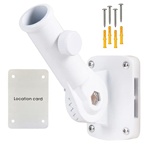NQ Flag Pole Holder Adjustable, Flag Pole Bracket for Outside House Heavy Duty Aluminum, Multi-Position Flag Pole Mounting Bracket Rust Free with Hardwares, 1" Inner Diameter (White- 1 Pack) - Image 1